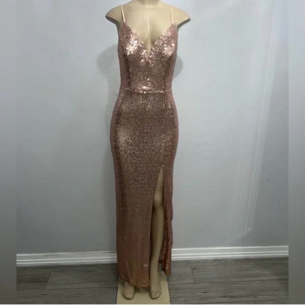 B. Smart Rose pink Gold Sequin Prom Dress size 3/4